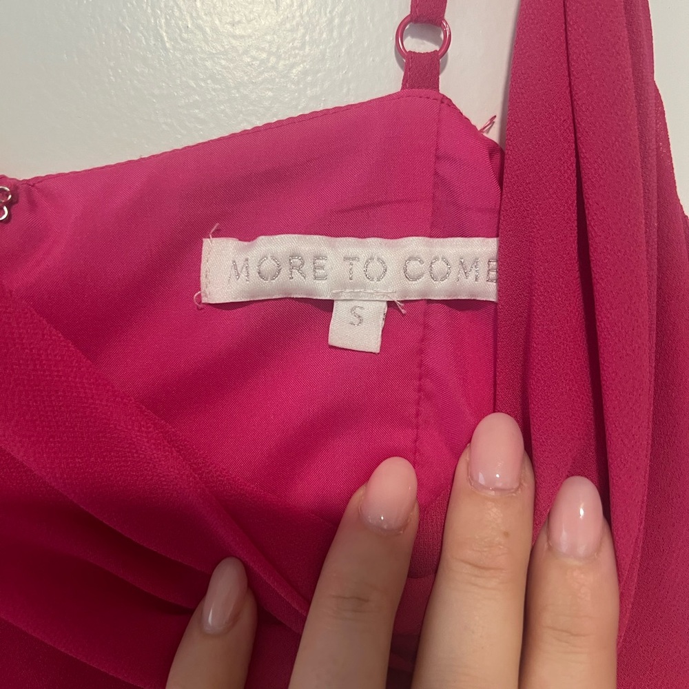 Chic Fuchsia Ruched Mini Dress - Picture 2 of 2
